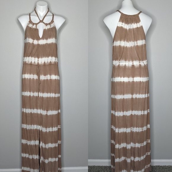 ✨3/$15 Young Fabulous & Broke brown tie dye maxi dress S - Picture 1 of 11